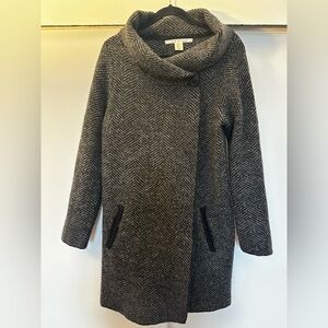 Max Studio - Gray Herringbone Long Sweater with Black Accents